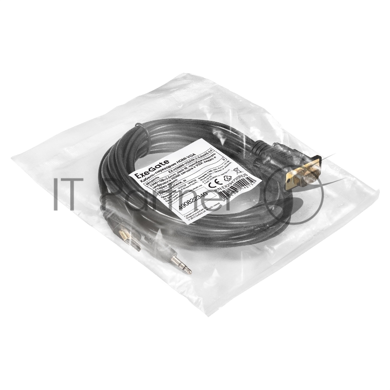 Кабель-переходник HDMI-VGA ExeGate EX-HDMIM-VGAM-3.5JackS-3.0 (19M/15M+3.5mm Jack M, 3м) Преобразователь цифрового HDMI сигнала в VGA видео и стерео-аудио