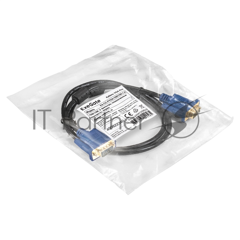 Кабель VGA Pro ExeGate EX-CC-PVGA-15M15M-1.0 (15M/15M, 1м, 2 фильтра, позолоченные контакты, экран)