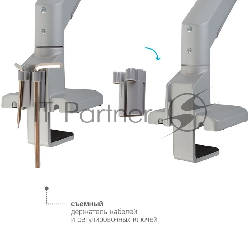 Кронштейн Arm media LCD-T35 silver, 6 шт/уп. Кр. алюм. настол. для мон.17-34, max 9 кг, 6 ст св., нак. ±45°, пов. ±180°, от стола 495 мм, max VESA 100x100 мм.
