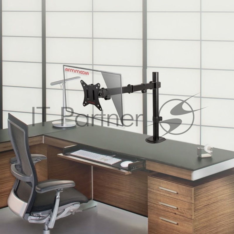 Кронштейн Arm media LCD-T10 black 6 шт/уп. Кр. стал. настол. для мон. 15-34, max 9 кг. 5 ст св., нак. ±45°, пов. ±180°, max VESA 100x100 мм.