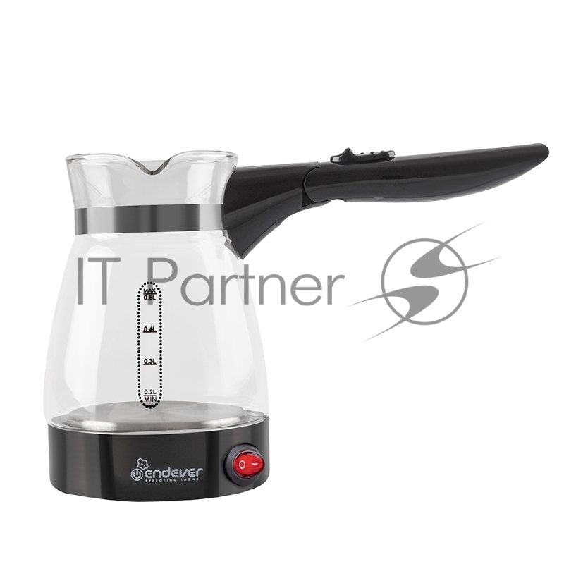 Кофеварка-турка электрическая Endever Costa-1008 цвет черный, мощность 800 Вт, объем 0,5 л, корпус стекло, 24 шт/уп.
