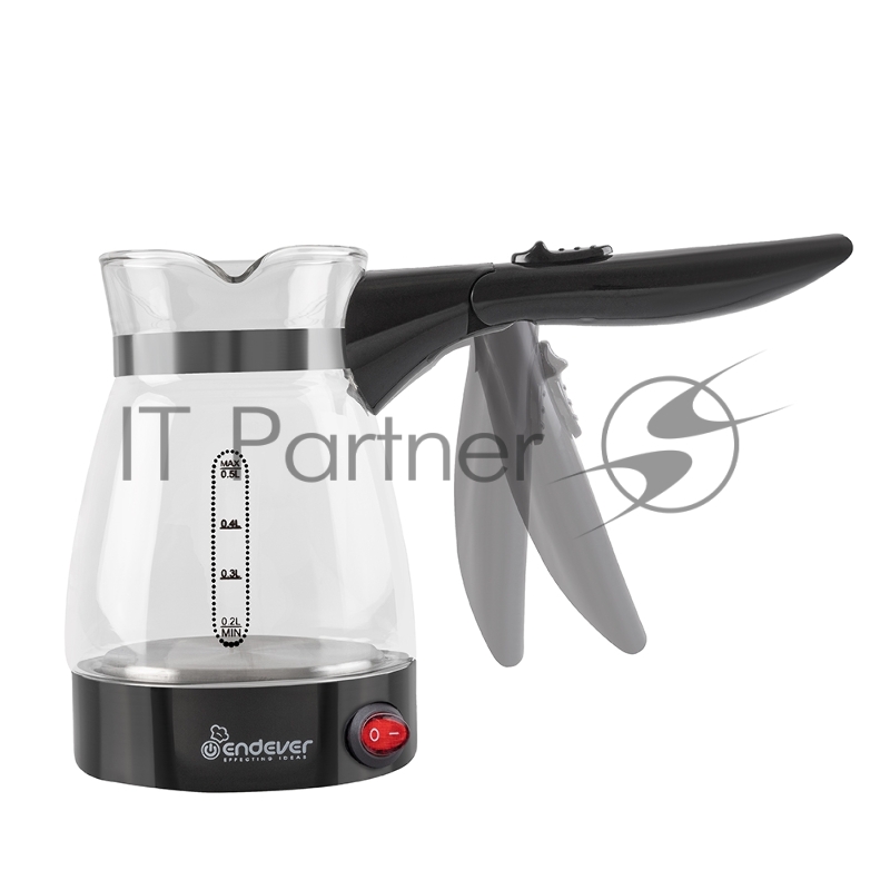 Кофеварка-турка электрическая Endever Costa-1008 цвет черный, мощность 800 Вт, объем 0,5 л, корпус стекло, 24 шт/уп.