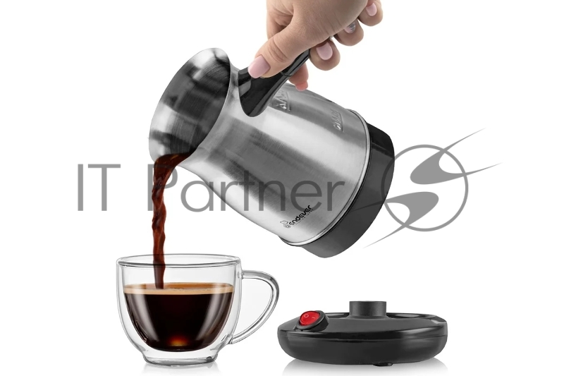 Кофеварка-турка электрическая Endever Costa-1009 черный/стальной, мощность 800 Вт, объем 0,5 л, корпус нержавеющая сталь, 36 шт/уп.