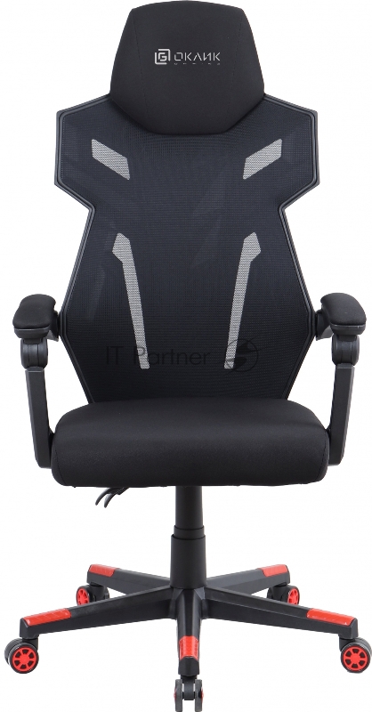 Кресло игровое Оклик 111G черный/красный сиденье черный сетка/ткань с подголов. крестов. пластик черный