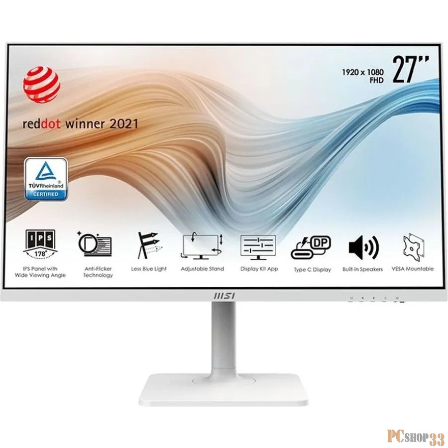 Монитор MSI 27 Modern MD271PW белый IPS LED 16:9 HDMI M/M матовая HAS Piv 250cd 178гр/178гр 1920x1080 75Hz FHD USB 5.6кг