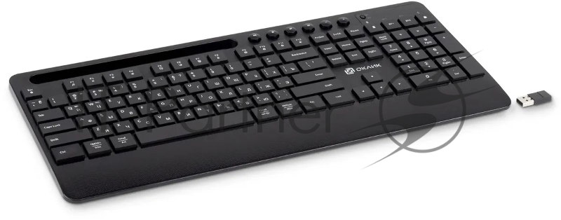 Клавиатура Оклик 865S черный USB беспроводная BT/Radio slim Multimedia (подставка для запястий) (1809339)