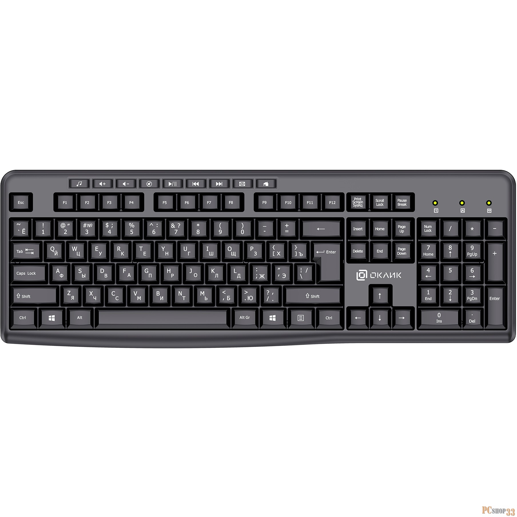 Клавиатура Оклик K225W черный USB беспроводная Multimedia (1875232)