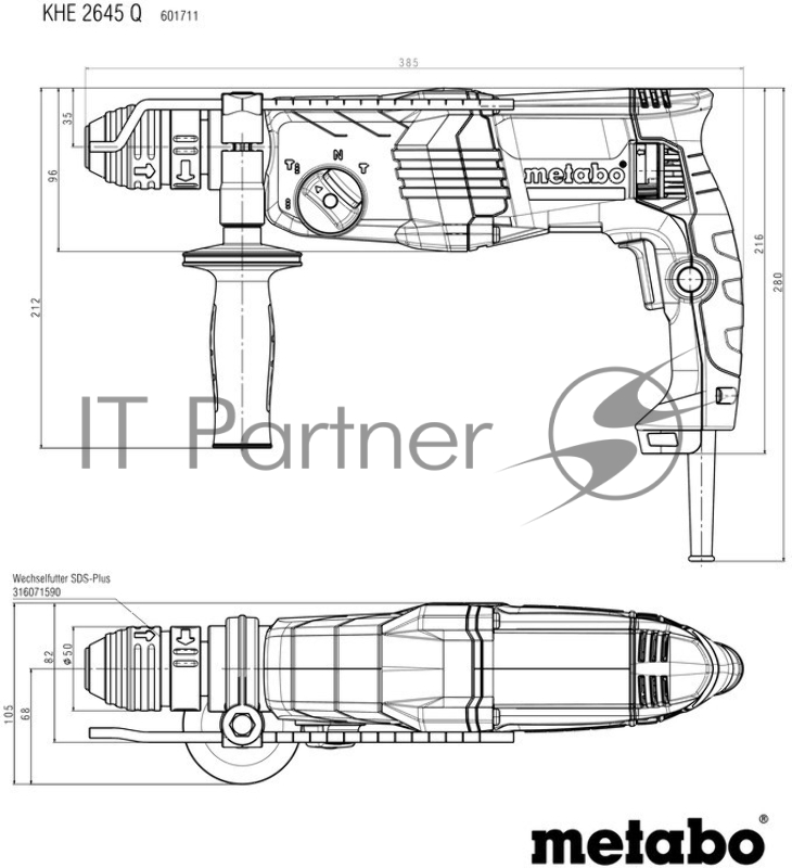 Перфоратор Metabo KHE 2645 Q патрон:SDS-plus уд.:2.9Дж 850Вт (кейс в комплекте)