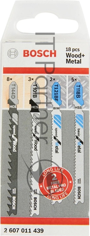 Набор пилок по дер./мет. Bosch 2607011439 18пред. (лобзики)