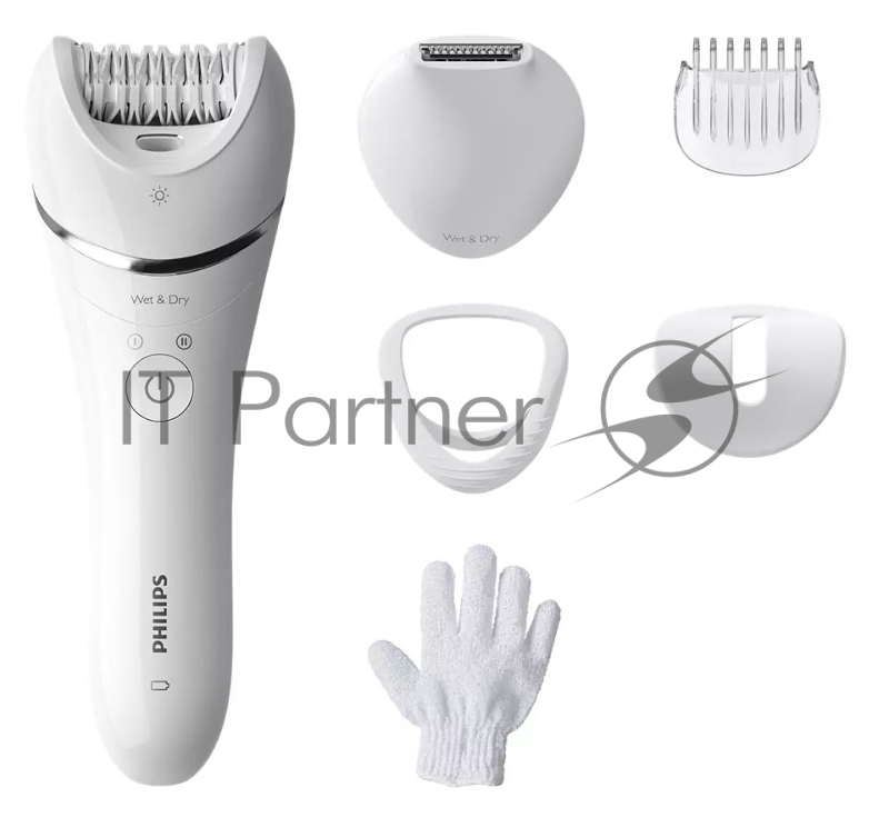 Эпилятор Philips BRE715/00 скор.:2 насад.:4 от аккум. белый/серебристый
