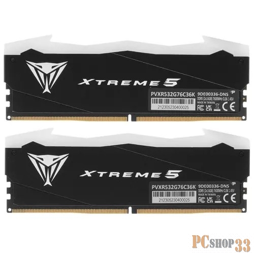 Память DDR5 2x16Gb 7600MHz Patriot PVXR532G76C36K Viper XTREME RGB RTL Gaming PC5-60800 CL36 DIMM 288-pin 1.45В с радиатором Ret