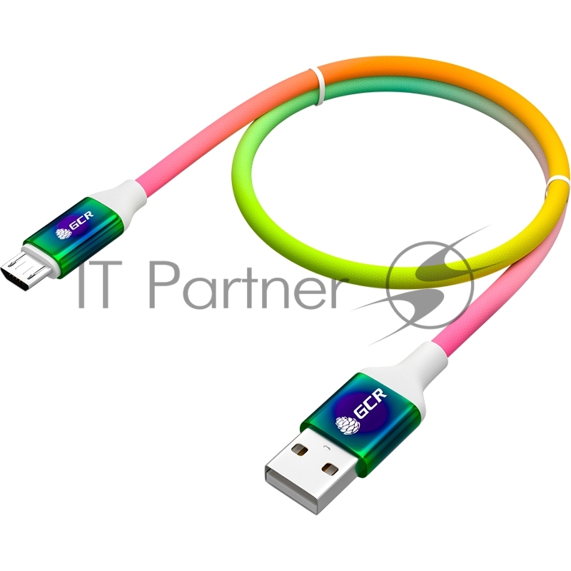 Кабель GCR 1.2m MicroUSB быстрая зарядка, GRADIENT, 28/24 AWG