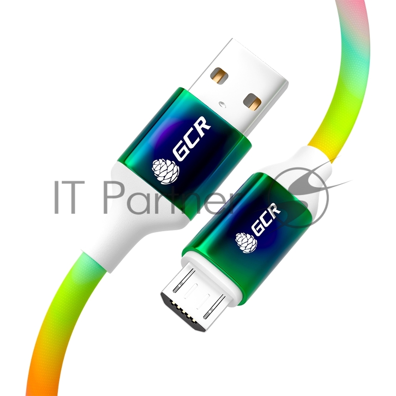 Кабель GCR 1.2m MicroUSB быстрая зарядка, GRADIENT, 28/24 AWG