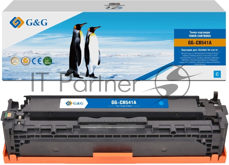 Картридж G&G, аналог HP CB541A/125A/Canon 716 синий 1.4k с чипом