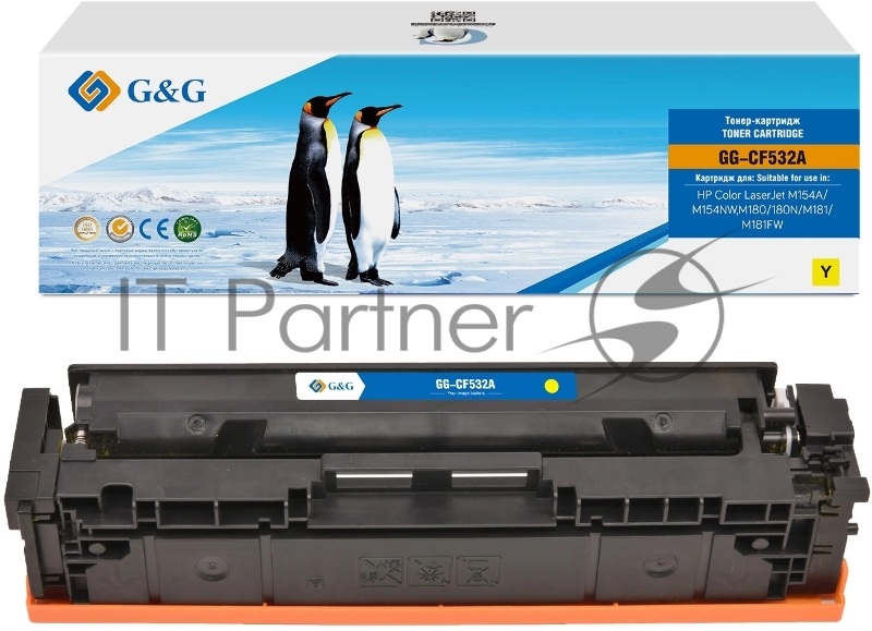 Картридж G&G, аналог HP CF532A/205A желтый 0.9k с чипом
