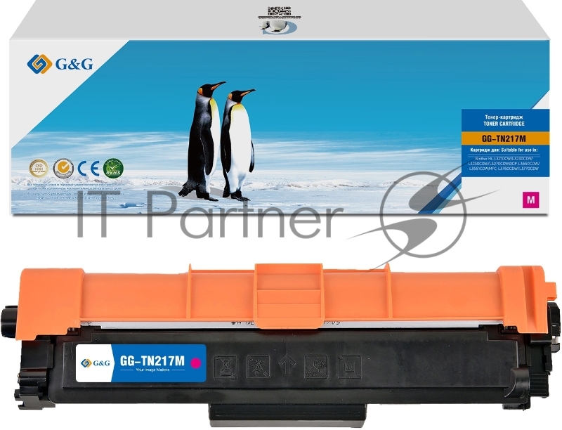 Тонер-картридж G&G, аналог Brother TN-217M красный 2.3k