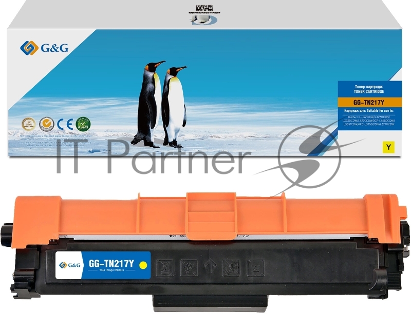 Тонер-картридж G&G, аналог Brother TN-217Y красный 2.3k