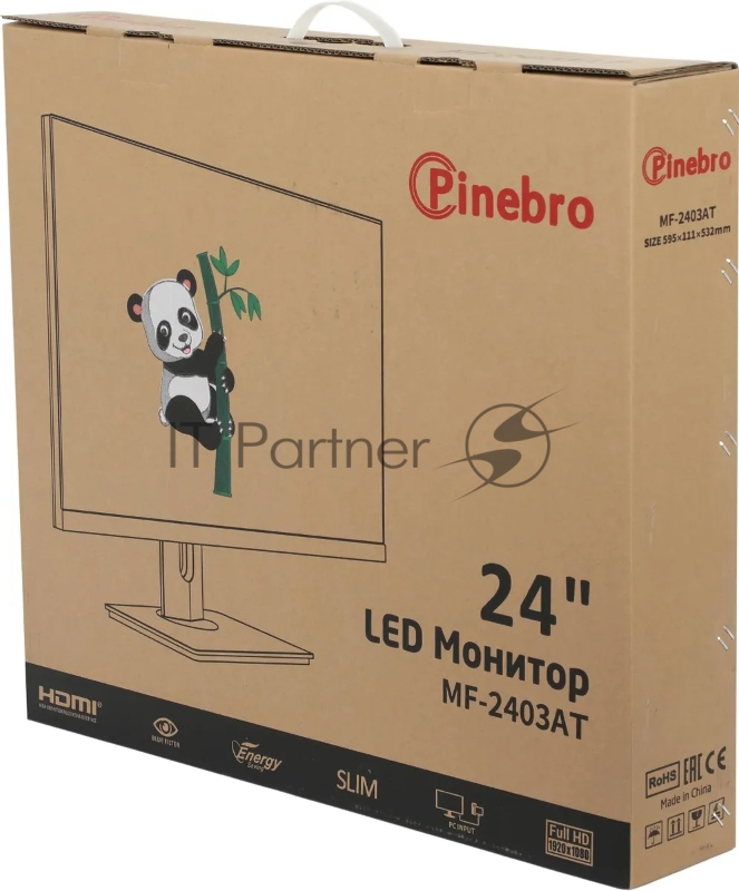 Монитор Pinebro 23.8 MF-2403AT черный IPS LED 5ms 16:9 HDMI M/M матовая HAS 250cd 178гр/178гр 1920x1080 75Hz DP FHD USB 3.75кг