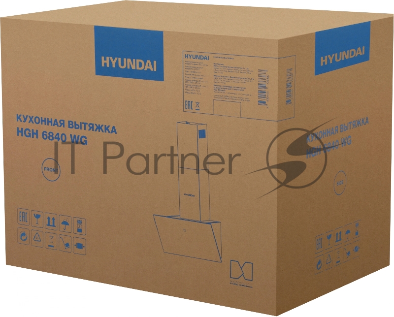 Вытяжка каминная Hyundai HGH 6840 WG белый управление: сенсорное (2 мотора)