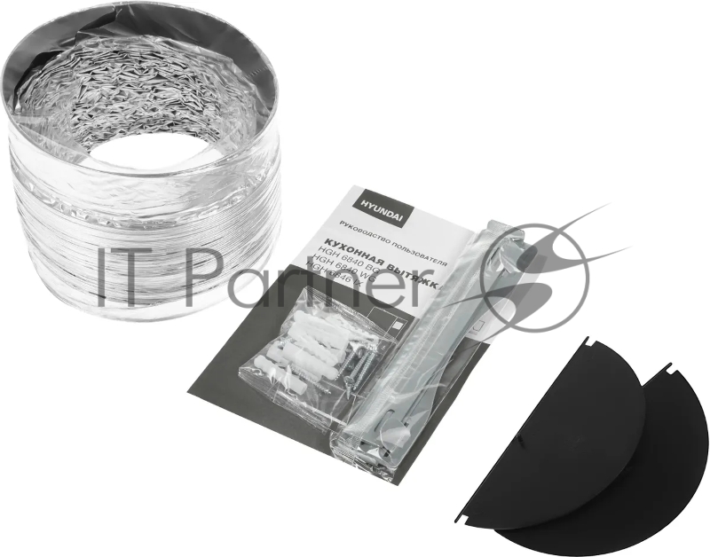 Вытяжка каминная Hyundai HGH 6846 IX черный управление: сенсорное (2 мотора)