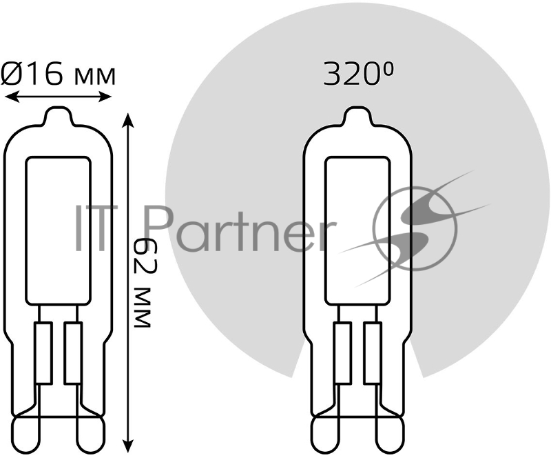 Лампа светодиодная Gauss G9 5.5Вт цок.:G9 капсул. 220B 4100K св.свеч.бел.нейт. (упак.:10шт) (107809205)