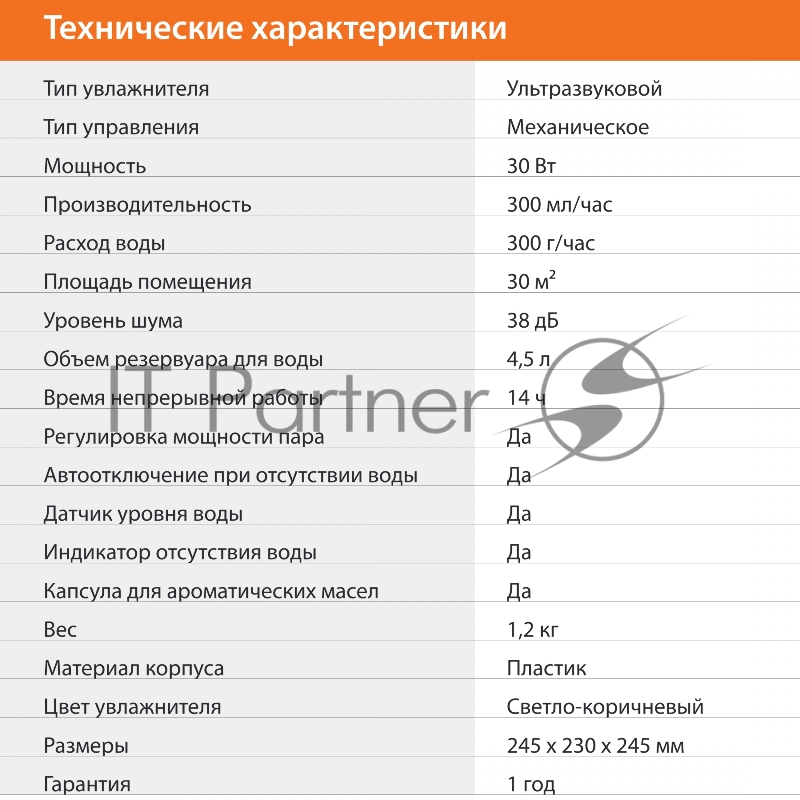 Увлажнитель воздуха SunWind SUH8410G 30Вт (ультразвуковой) светло-коричневый