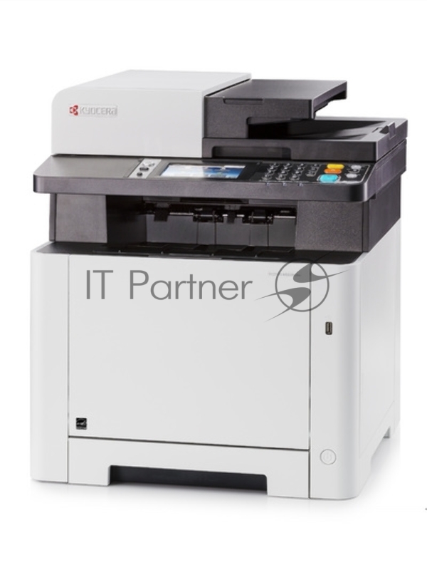 МФУ Kyocera Ecosys M5526cdw, цветной лазерный принтер/сканер/копир, A4, 26 стр/мин, 1200x1200 dpi, 512 Мб, ADF, дуплекс, подача: 300 лист., вывод: 150 лист., Post Script, Ethernet, USB, Wi-Fi, картридер, цветной ЖК-дисплей