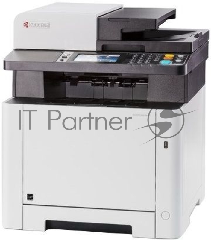 МФУ Kyocera Ecosys M5526cdw, цветной лазерный принтер/сканер/копир, A4, 26 стр/мин, 1200x1200 dpi, 512 Мб, ADF, дуплекс, подача: 300 лист., вывод: 150 лист., Post Script, Ethernet, USB, Wi-Fi, картридер, цветной ЖК-дисплей