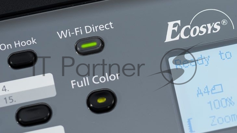 МФУ Kyocera Ecosys M5526cdw, цветной лазерный принтер/сканер/копир, A4, 26 стр/мин, 1200x1200 dpi, 512 Мб, ADF, дуплекс, подача: 300 лист., вывод: 150 лист., Post Script, Ethernet, USB, Wi-Fi, картридер, цветной ЖК-дисплей