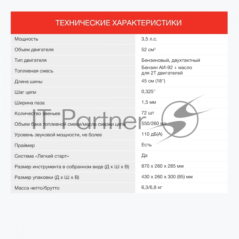 Бензопила Starwind SG-5218 1Вт 3.5л.с. дл.шины:18 (45cm)