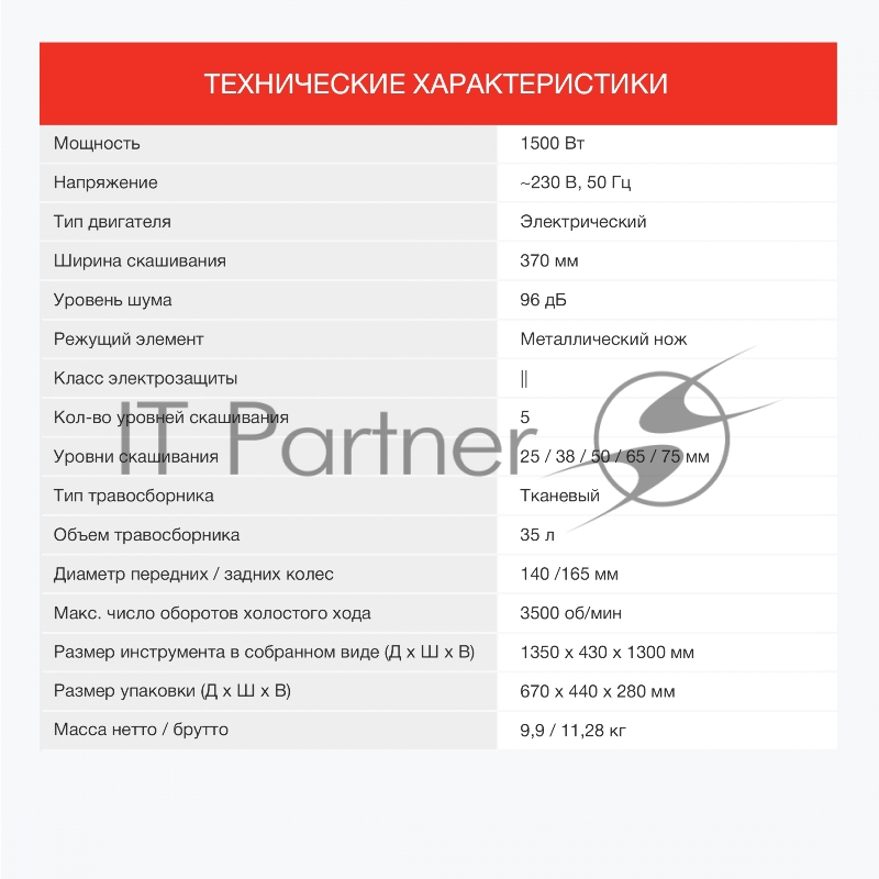 Газонокосилка роторная Starwind ELM-1500 1500Вт