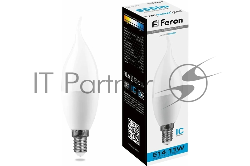 Лампа светодиодная LB-770 (11W) 230V E14 6400K свеча на ветру | 25952 | FERON