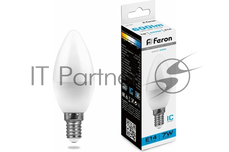 Лампа светодиодная LB-97 (7W) 230V E14 6400K свеча | 25477 | FERON