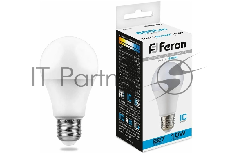 Лампа светодиодная LB-92 (10W) 230V E27 6400K A60 | 25459 | FERON
