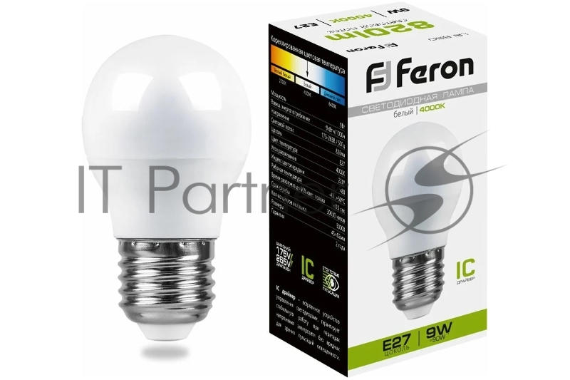 Лампа светодиодная LB-550 (9W) 230V E27 4000K G45 | 25805 | FERON