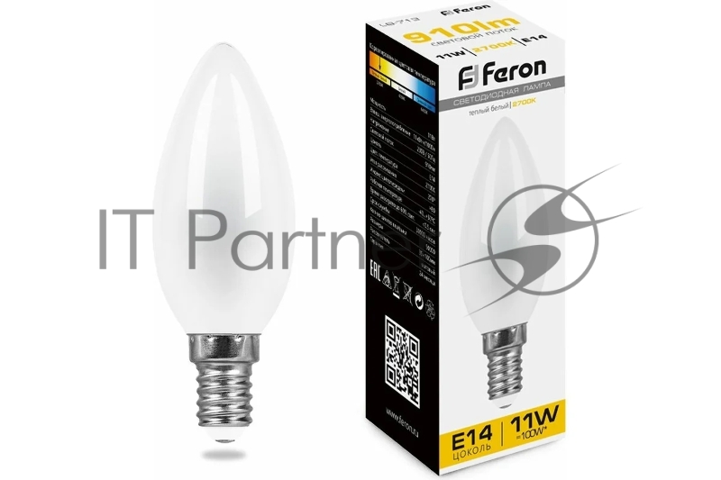 Лампа FERON светодиодная, 11W 230V E14 2700K матовая, LB-713 38005