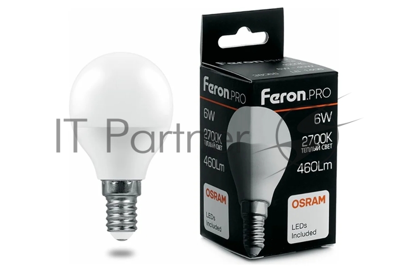 Лампа FERON светодиодная PRO LB-1406 Шарик E14 6W 2700K 38065