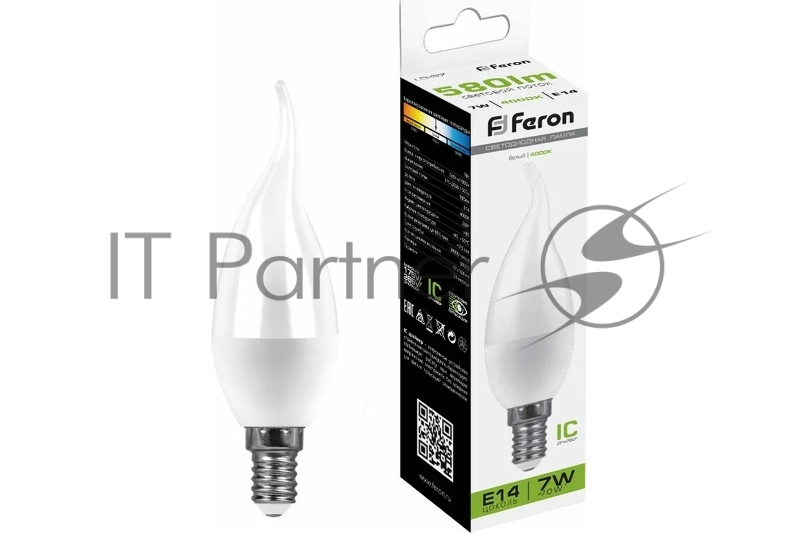 Лампа светодиодная LED 7вт Е14 белый матовая свеча на ветру