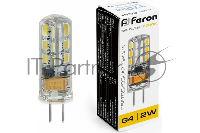 Лампа светодиодная LED 2вт 12в G4 теплый капсульная