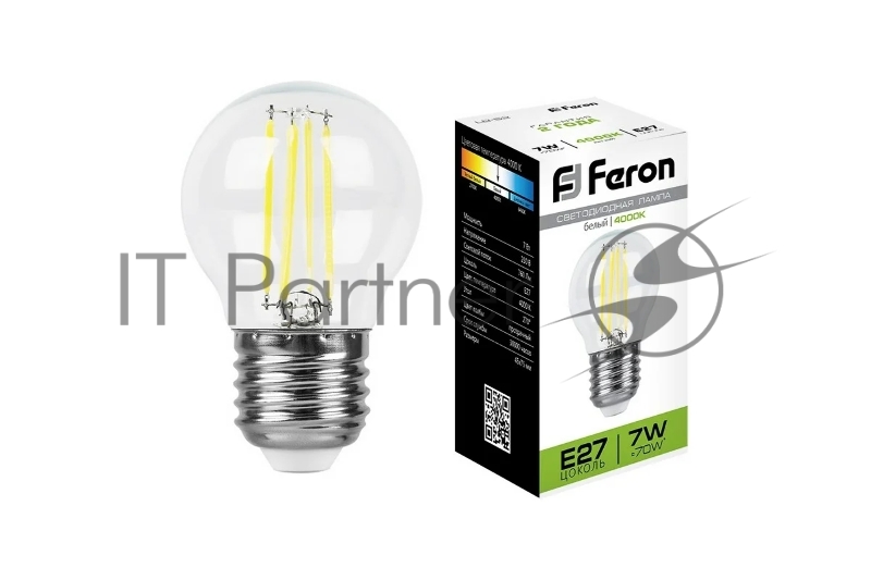 Лампа светодиодная LED 7вт Е27 белый шар FILAMENT