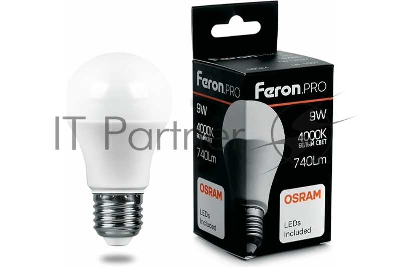 Лампа светодиодная LED 9вт Е27 белый Feron.PRO