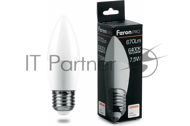 Лампа светодиодная LED 7.5вт Е27 дневной матовая свеча Feron.PRO