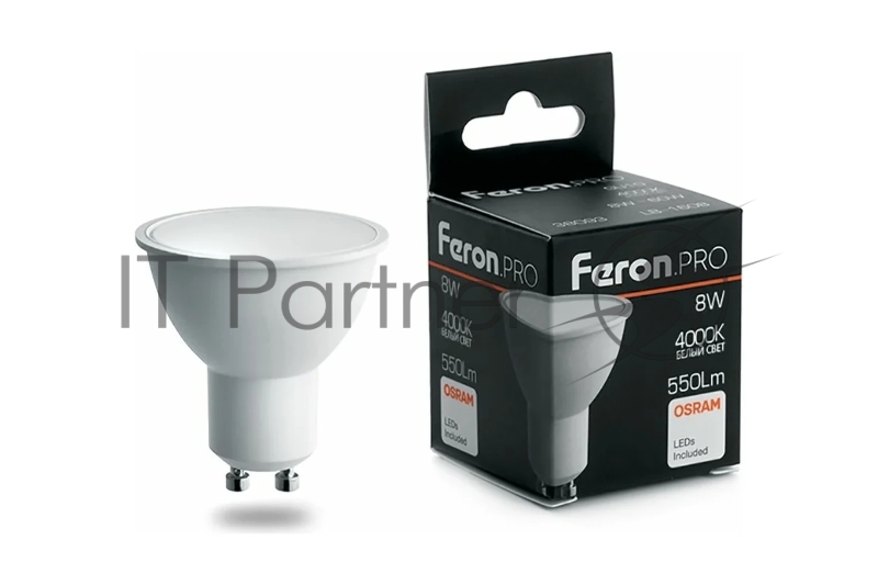 Лампа светодиодная LED 8вт 230в GU10 белый Feron.PRO