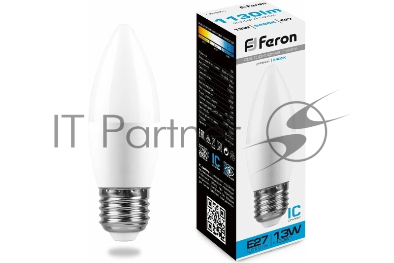 Лампа светодиодная LED 13вт E27 дневной матовая свеча