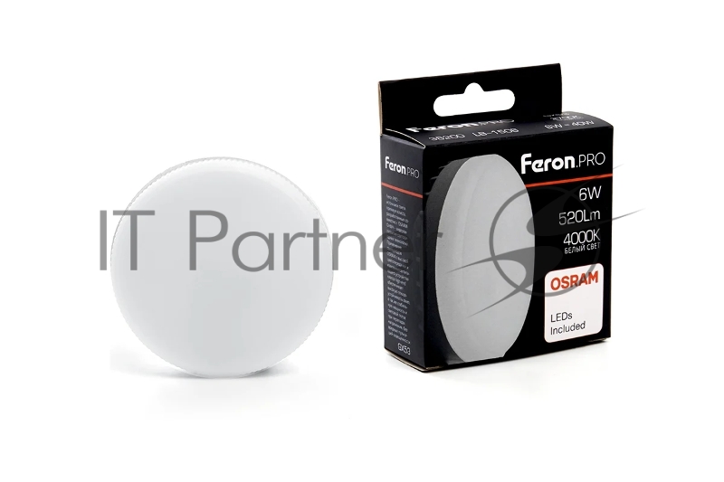 Лампа светодиодная LED 6вт GX53 белый таблетка Feron.PRO