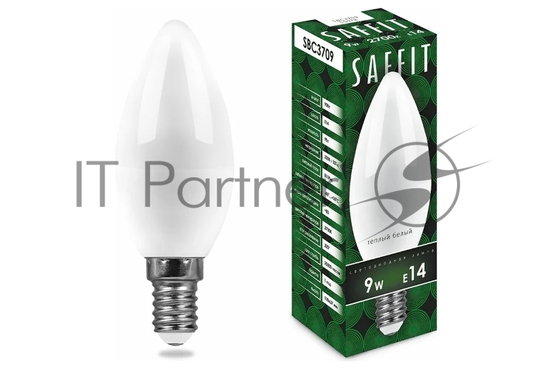 Лампа светодиодная LED 9вт Е14 теплый матовая свеча