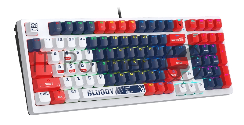 Клавиатура A4Tech Bloody S98 механическая синий/белый USB for gamer LED (SPORTS NAVY)