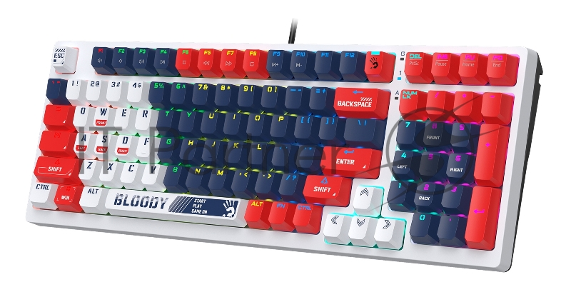 Клавиатура A4Tech Bloody S98 механическая синий/белый USB for gamer LED (SPORTS NAVY)