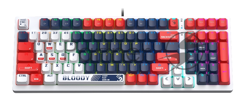 Клавиатура A4Tech Bloody S98 механическая синий/белый USB for gamer LED (SPORTS NAVY)