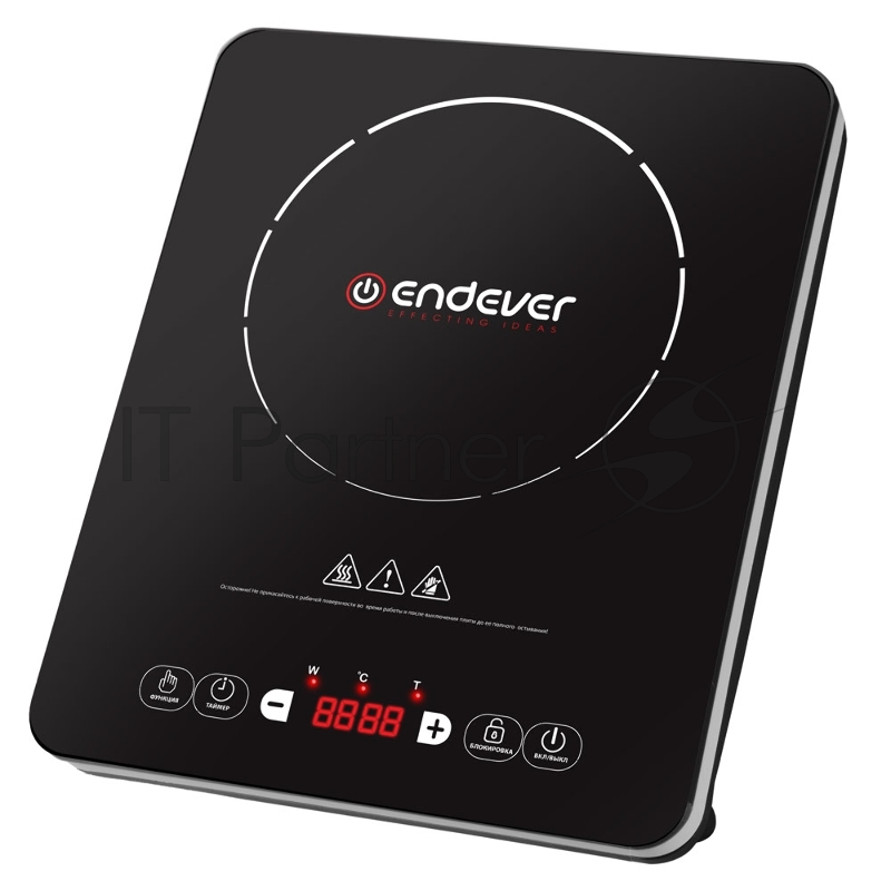Плитка электрическая индукционного типа Endever Skyline IP-53, черный, мощность 2000 Вт, диаметр посуды 12-26 см, 8 режимов мощности, 6 шт/уп